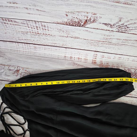 UO Y2K Whimsigoth Chiffon Black Babydoll Dress Sz 12 Flowy Pleated Puff Sleeves - Picture 16 of 16